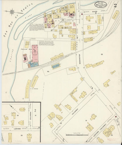 Sanborn Fire Insurance Map from Wellesley, Norfolk County, Massachusetts (1912), Sheet #0002 - Complete Map Set gallery image, historic Sanborn map, vintage wall art, Massachusetts Massachusetts