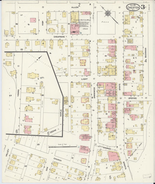 Sanborn Fire Insurance Map from Chester, Randolph County, Illinois (1911), Sheet #0003 - Historic Sanborn Fire Insurance Map Print, vintage old map wall art, antique decor, genealogy gift, Illinois Illinois map