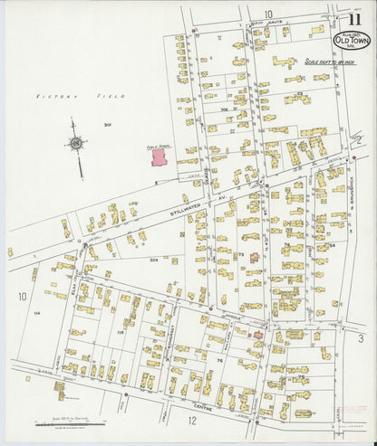 Sanborn Fire Insurance Map from Old Town, Penobscot County, Maine (1921), Sheet #0011 - Complete Map Set gallery image, historic Sanborn map, vintage wall art, Maine Maine