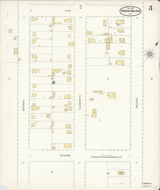Sanborn Fire Insurance Map from Mission San Jose, Alameda County, California (1897), Sheet #0003 - Historic Sanborn Fire Insurance Map Print, vintage old map wall art, antique decor, genealogy gift, California California map
