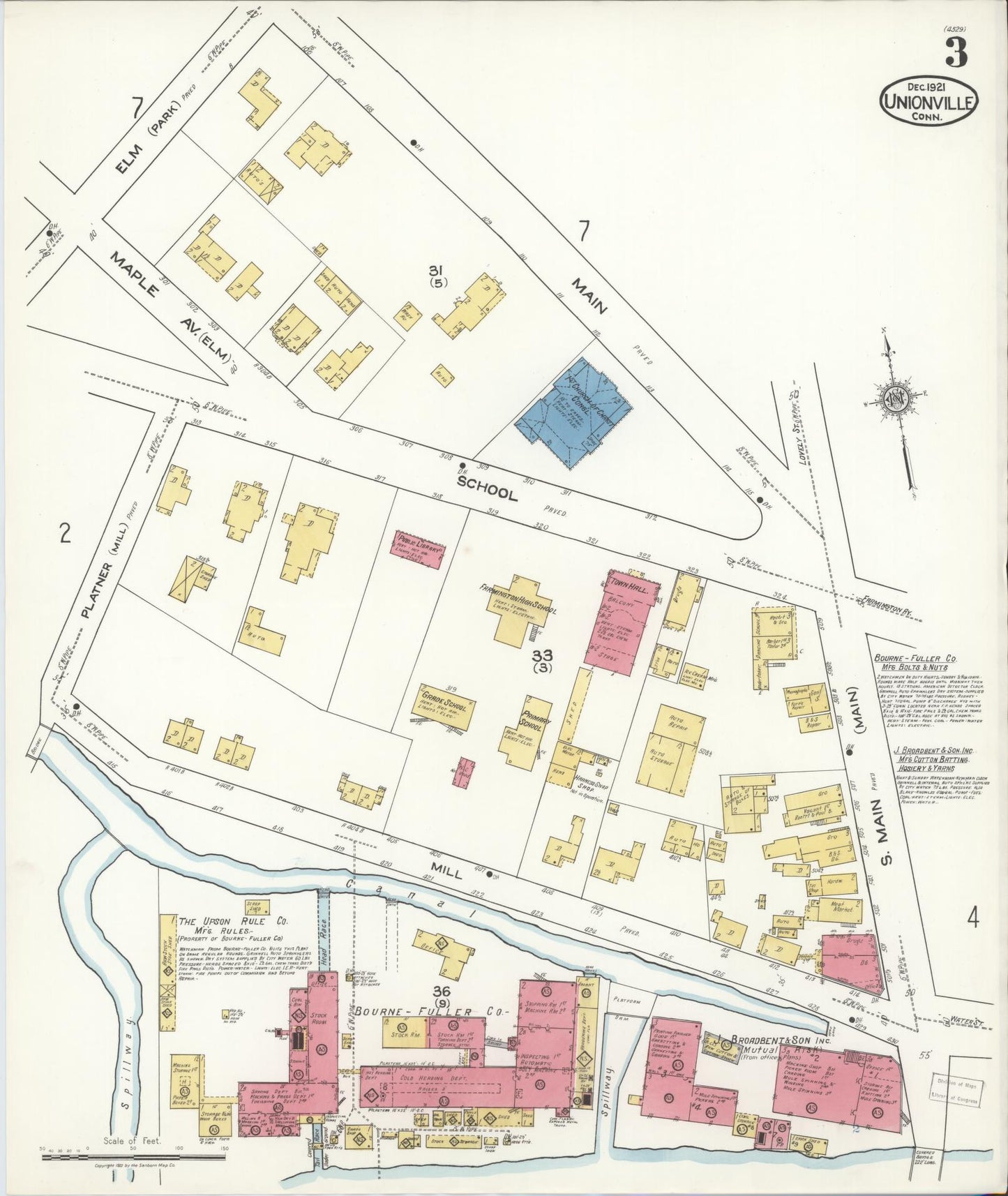 Sanborn Fire Insurance Map from Unionville, Hartford County, Connecticut (1921), Sheet #0003 - Complete Map Set gallery image, historic Sanborn map, vintage wall art, Connecticut Connecticut