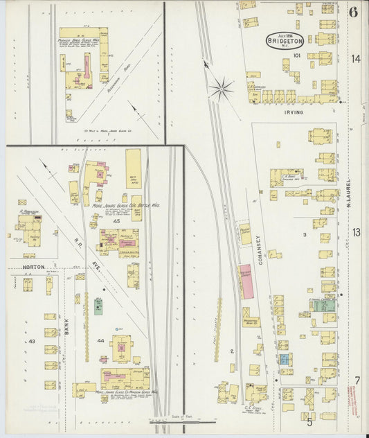 Sanborn Fire Insurance Map from Bridgeton, Cumberland County, New Jersey (1896), Sheet #0006 - Historic Sanborn Fire Insurance Map Print, vintage old map wall art, antique decor, genealogy gift, New Jersey New Jersey map