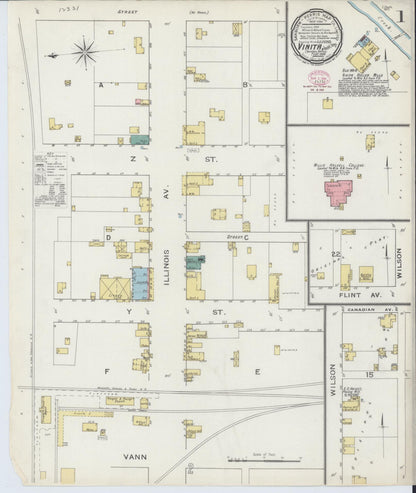 Sanborn Fire Insurance Map from Vinita, Craig County, Oklahoma (1894), Sheet #0001 - Complete Map Set gallery image, historic Sanborn map, vintage wall art, Oklahoma Oklahoma