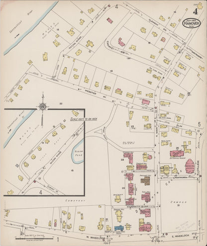 Sanborn Fire Insurance Map from Hanover, Grafton County, New Hampshire (1922), Sheet #0004 - Complete Map Set gallery image, historic Sanborn map, vintage wall art, New Hampshire New Hampshire