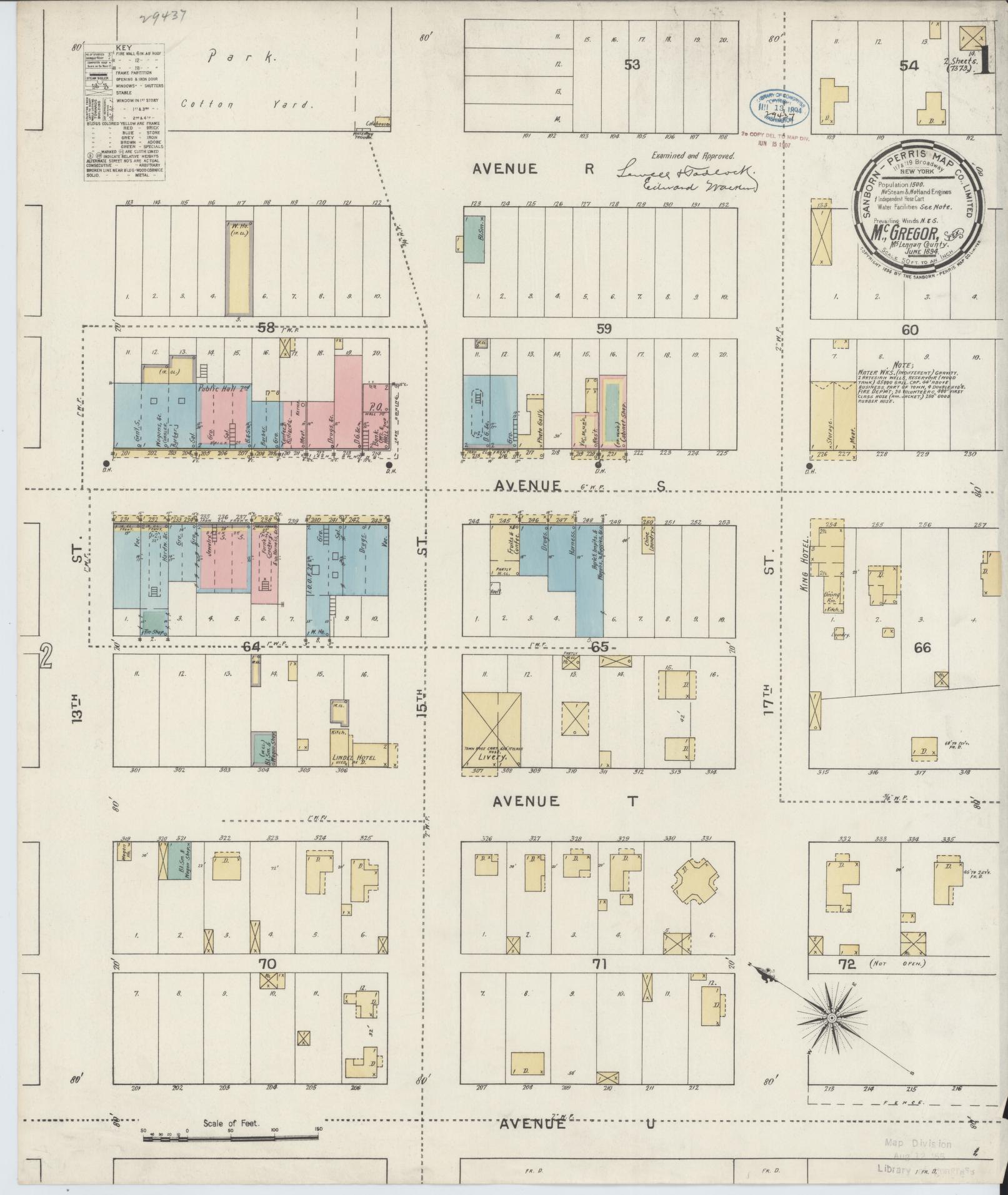 Sanborn Fire Insurance Map from McGregor, McLennan County, Texas (1894), Sheet #0001 - Historic Sanborn Fire Insurance Map Print, vintage old map wall art, antique decor, genealogy gift, Texas Texas map