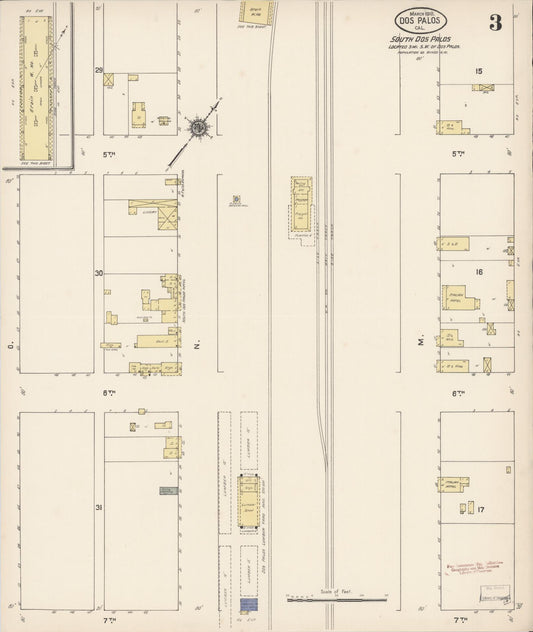 Sanborn Fire Insurance Map from Dos Palos, Merced County, California (1910), Sheet #0003 - Historic Sanborn Fire Insurance Map Print, vintage old map wall art, antique decor, genealogy gift, California California map