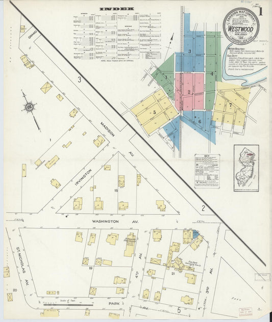 Sanborn Fire Insurance Map from Westwood, Bergen County, New Jersey. (1914) – Historic Sanborn Fire Insurance Map Print