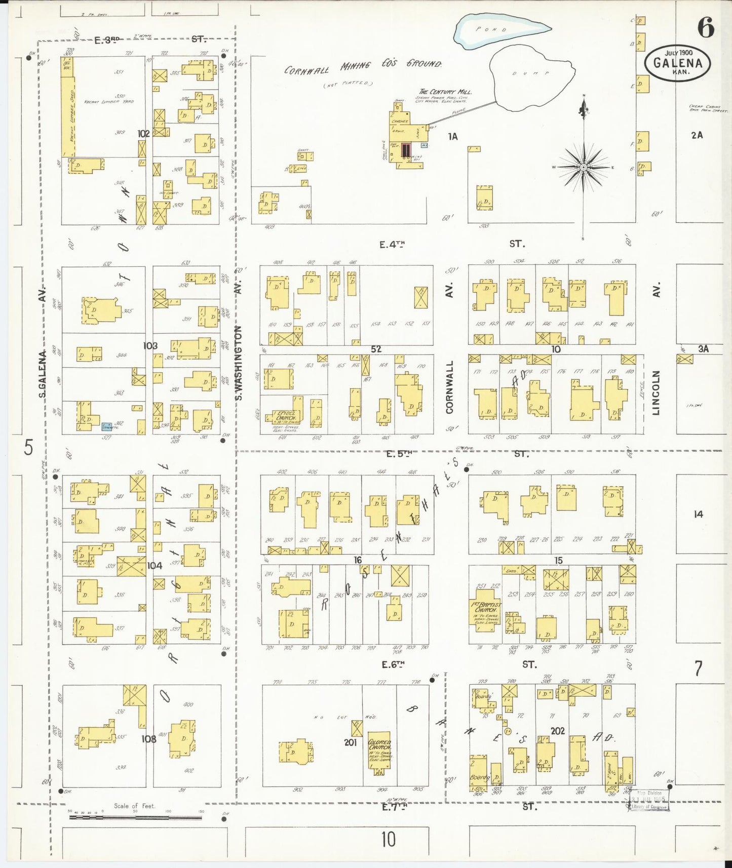Sanborn Fire Insurance Map from Galena, Cherokee County, Kansas (1900), Sheet #0006 - Complete Map Set gallery image, historic Sanborn map, vintage wall art, Kansas Kansas