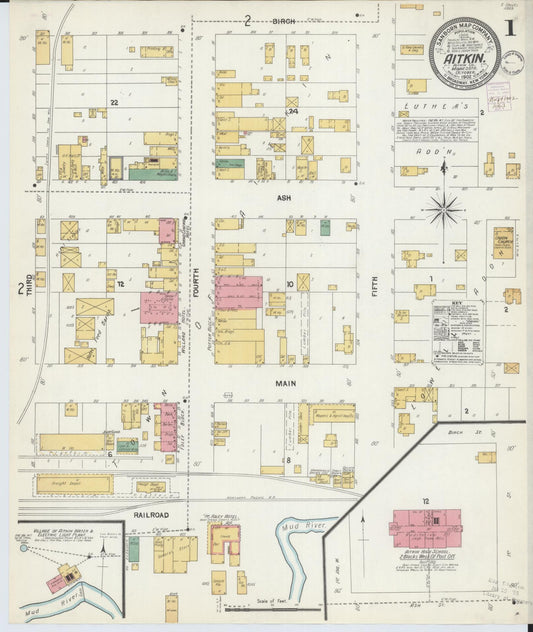 Sanborn Fire Insurance Map from Aitkin, Aitkin County, Minnesota (1902), Sheet #0001 - Complete Map Set gallery image, historic Sanborn map, vintage wall art, Minnesota Minnesota