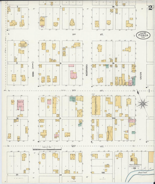 Sanborn Fire Insurance Map from Ponca, Dixon County, Nebraska (1904), Sheet #0002 - Historic Sanborn Fire Insurance Map Print, vintage old map wall art, antique decor, genealogy gift, Nebraska Nebraska map