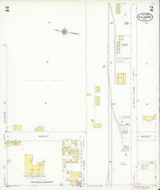 Sanborn Fire Insurance Map from Fillmore, Ventura County, California (1929), Sheet #0002 - Historic Sanborn Fire Insurance Map Print, vintage old map wall art, antique decor, genealogy gift, California California map