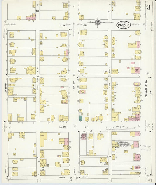 Sanborn Fire Insurance Map from Indiana, Indiana County, Pennsylvania (1910), Sheet #0003 - Historic Sanborn Fire Insurance Map Print, vintage old map wall art, antique decor, genealogy gift, Pennsylvania Pennsylvania map