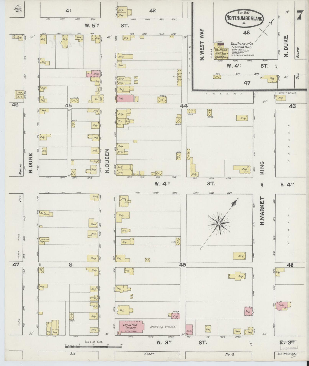 Sanborn Fire Insurance Map from Northumberland, Northumberland County, Pennsylvania (1890), Sheet #0007 - Historic Sanborn Fire Insurance Map Print, vintage old map wall art, antique decor, genealogy gift, Pennsylvania Pennsylvania map