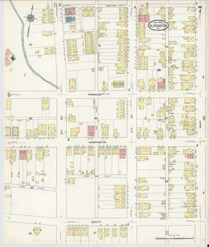 Sanborn Fire Insurance Map from Slatington, Lehigh County, Pennsylvania (1913), Sheet #0007 - Historic Sanborn Fire Insurance Map Print, vintage old map wall art, antique decor, genealogy gift, Pennsylvania Pennsylvania map