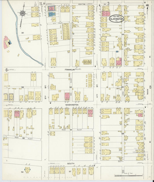 Sanborn Fire Insurance Map from Slatington, Lehigh County, Pennsylvania (1913), Sheet #0007 - Historic Sanborn Fire Insurance Map Print, vintage old map wall art, antique decor, genealogy gift, Pennsylvania Pennsylvania map