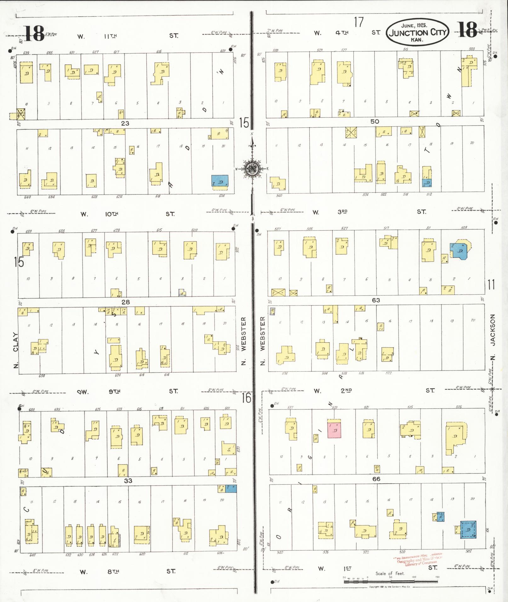 Sanborn Fire Insurance Map from Junction City, Geary County, Kansas (1925), Sheet #0018 - Complete Map Set gallery image, historic Sanborn map, vintage wall art, Kansas Kansas