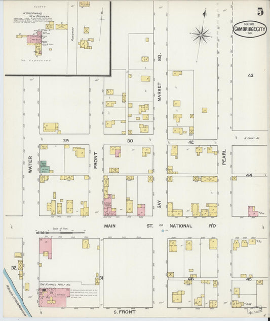 Sanborn Fire Insurance Map from Cambridge City, Wayne County, Indiana (1892), Sheet #0005 - Historic Sanborn Fire Insurance Map Print, vintage old map wall art, antique decor, genealogy gift, Indiana Indiana map