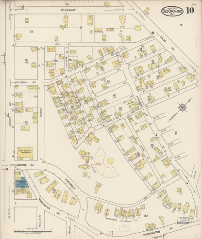 Sanborn Fire Insurance Map from Old Orchard, York County, Maine (1922), Sheet #0010 - Complete Map Set gallery image, historic Sanborn map, vintage wall art, Maine Maine
