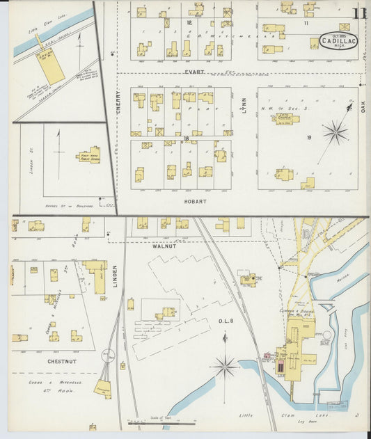Sanborn Fire Insurance Map from Cadillac, Wexford County, Michigan (1895), Sheet #0011 - Historic Sanborn Fire Insurance Map Print, vintage old map wall art, antique decor, genealogy gift, Michigan Michigan map