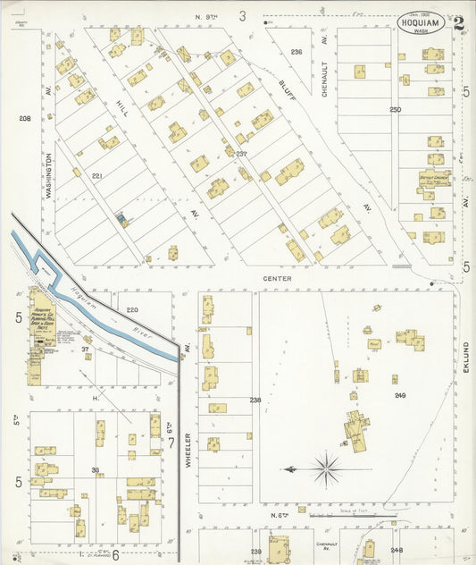 Sanborn Fire Insurance Map from Hoquiam, Grays Harbor County, Washington (1902), Sheet #0002 - Historic Sanborn Fire Insurance Map Print, vintage old map wall art, antique decor, genealogy gift, Washington Washington map