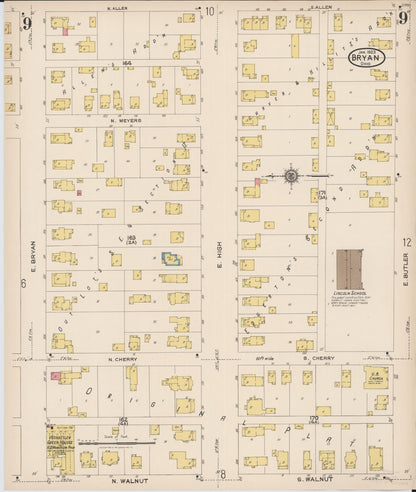 Sanborn Fire Insurance Map from Bryan, Williams County, Ohio (1923), Sheet #0009 - Complete Map Set gallery image, historic Sanborn map, vintage wall art, Ohio Ohio