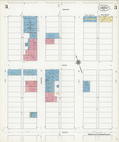 Sanborn Fire Insurance Map from Longview, Cowlitz County, Washington (1924), Sheet #0003 - Complete Map Set gallery image, historic Sanborn map, vintage wall art, Washington Washington