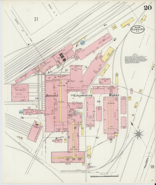 Sanborn Fire Insurance Map from Dunkirk, Chautauqua County, New York (1898), Sheet #0020 - Historic Sanborn Fire Insurance Map Print, vintage old map wall art, antique decor, genealogy gift, New York New York map