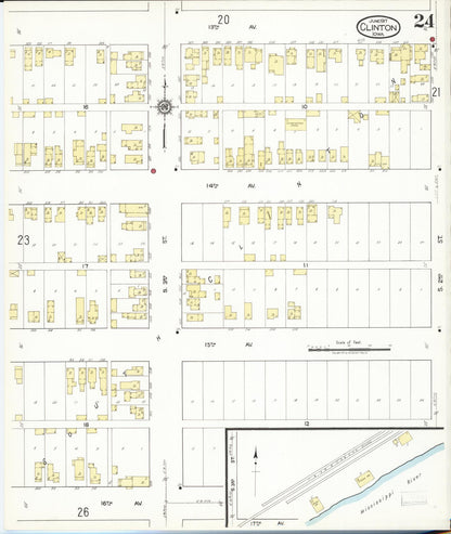 Sanborn Fire Insurance Map from Clinton, Clinton County, Iowa (1917), Sheet #0024 - Historic Sanborn Fire Insurance Map Print