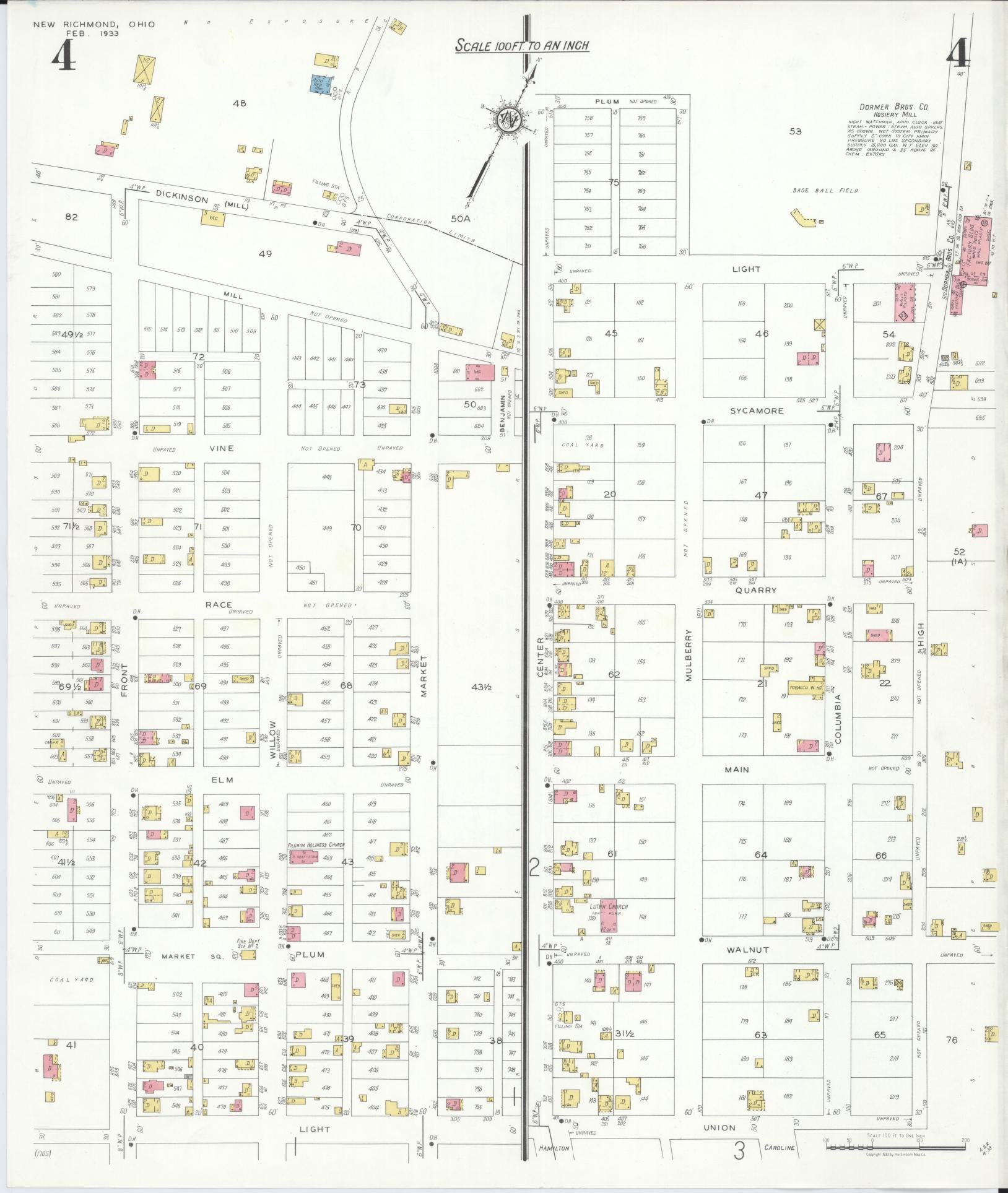 Sanborn Fire Insurance Map from New Richmond, Clermont County, Ohio (1933), Sheet #0004 - Complete Map Set gallery image, historic Sanborn map, vintage wall art, Ohio Ohio