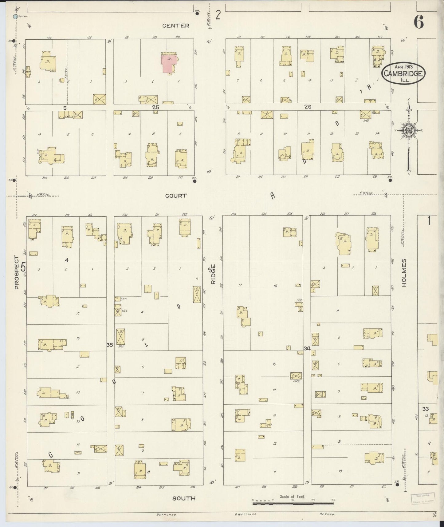 Sanborn Fire Insurance Map from Cambridge, Henry County, Illinois (1913), Sheet #0006 - Complete Map Set gallery image, historic Sanborn map, vintage wall art, Illinois Illinois