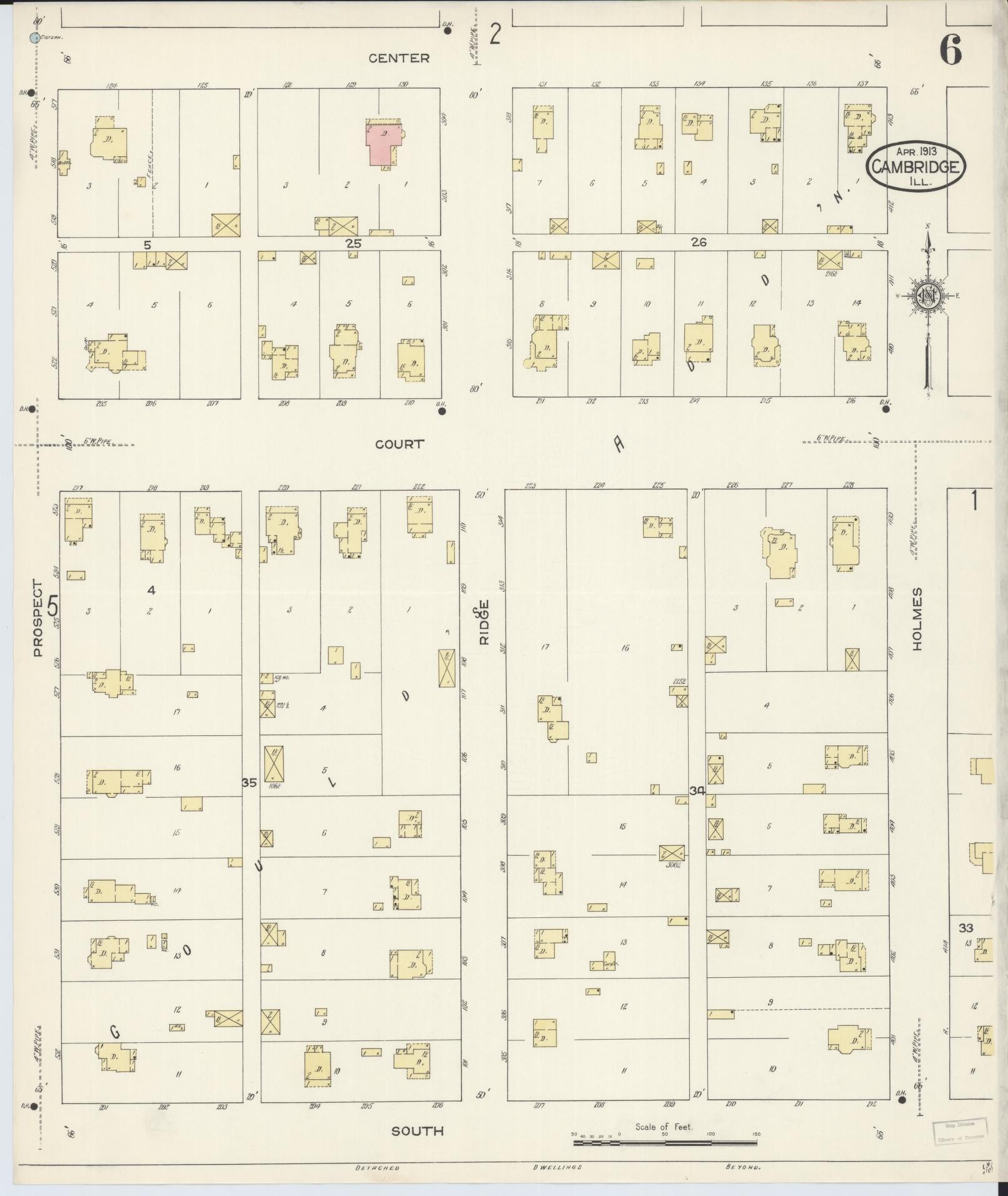 Sanborn Fire Insurance Map from Cambridge, Henry County, Illinois (1913), Sheet #0006 - Complete Map Set gallery image, historic Sanborn map, vintage wall art, Illinois Illinois