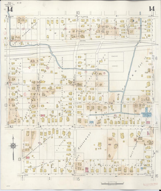 Sanborn Fire Insurance Map from Marion, Williamson County, Illinois (1946), Sheet #0014 - Historic Sanborn Fire Insurance Map Print, vintage old map wall art, antique decor, genealogy gift, Illinois Illinois map