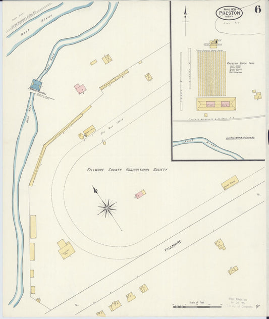 Sanborn Fire Insurance Map from Preston, Fillmore County, Minnesota (1909), Sheet #0006 - Historic Sanborn Fire Insurance Map Print, vintage old map wall art, antique decor, genealogy gift, Minnesota Minnesota map