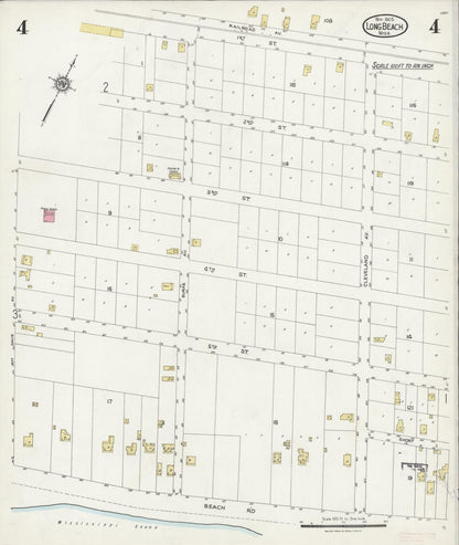 Sanborn Fire Insurance Map from Long Beach, Harrison County, Mississippi (1924), Sheet #0004 - Complete Map Set gallery image, historic Sanborn map, vintage wall art, Mississippi Mississippi
