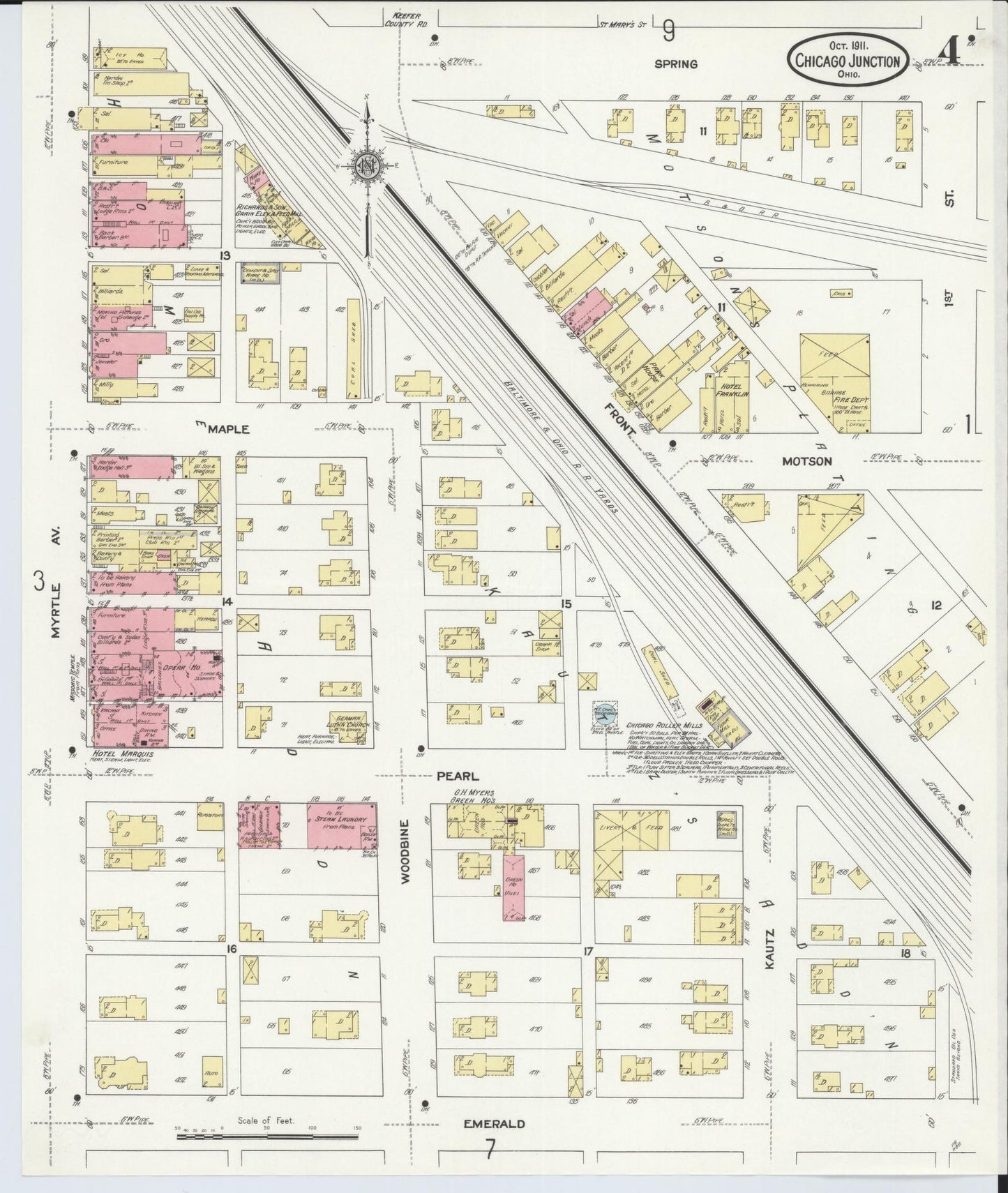 Sanborn Fire Insurance Map from Chicago Junction, Huron County, Ohio (1911), Sheet #0004 - Historic Sanborn Fire Insurance Map Print, vintage old map wall art, antique decor, genealogy gift, Ohio Ohio map