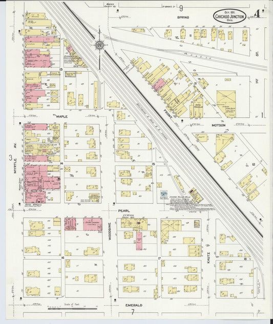 Sanborn Fire Insurance Map from Chicago Junction, Huron County, Ohio (1911), Sheet #0004 - Historic Sanborn Fire Insurance Map Print, vintage old map wall art, antique decor, genealogy gift, Ohio Ohio map