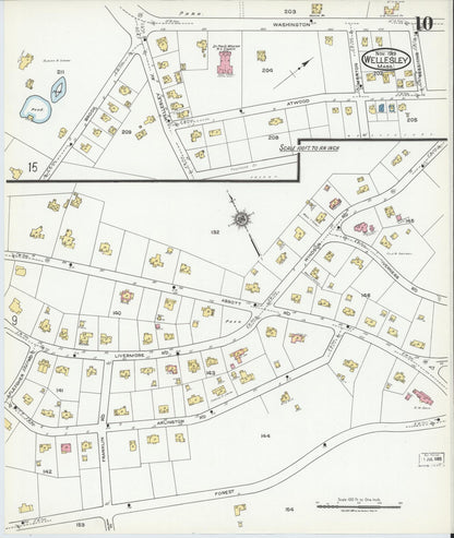 Sanborn Fire Insurance Map from Wellesley, Norfolk County, Massachusetts (1919), Sheet #0010 - Complete Map Set gallery image, historic Sanborn map, vintage wall art, Massachusetts Massachusetts