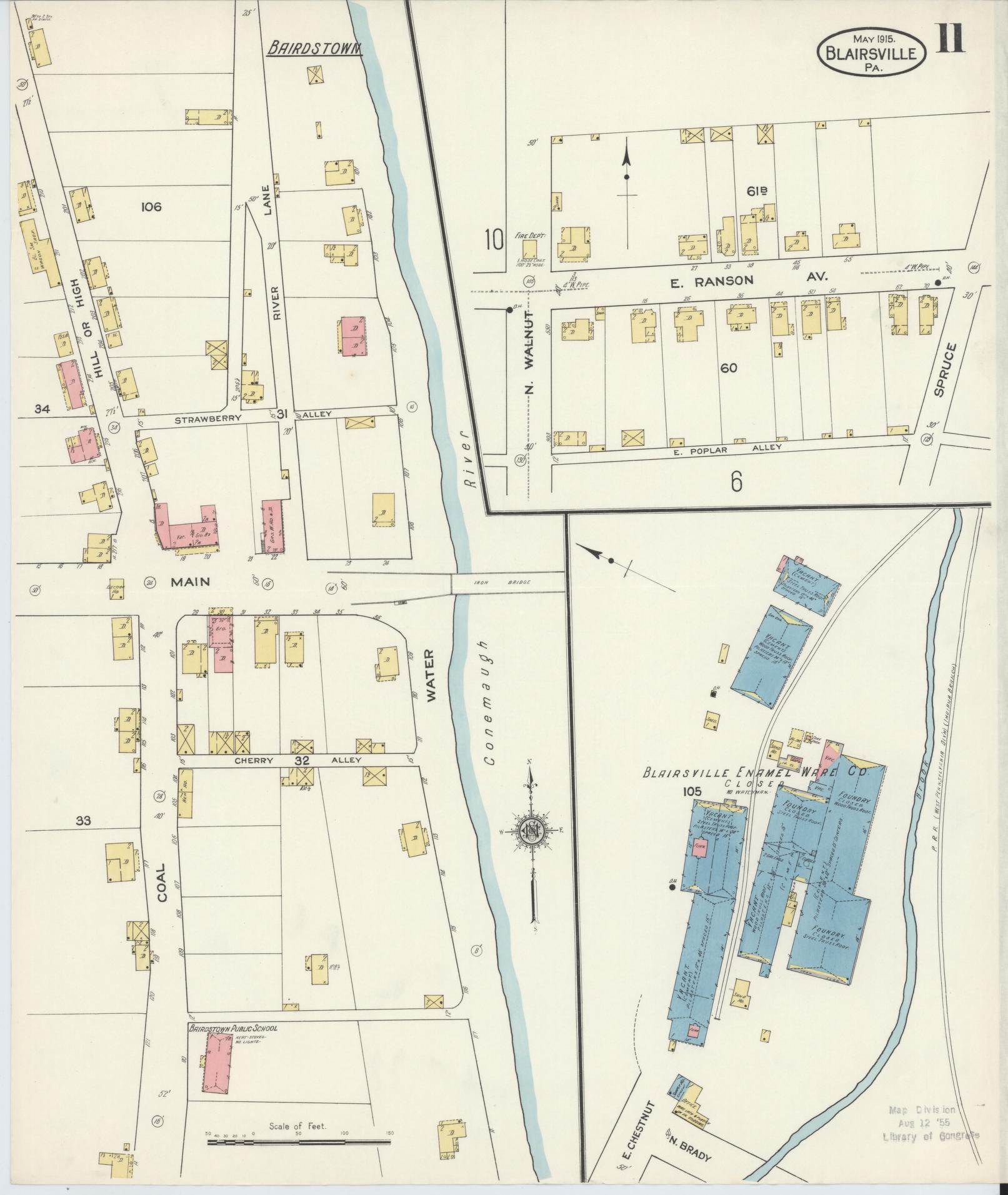 Sanborn Fire Insurance Map from Blairsville, Indiana County, Pennsylvania (1915), Sheet #0011 - Historic Sanborn Fire Insurance Map Print, vintage old map wall art, antique decor, genealogy gift, Pennsylvania Pennsylvania map
