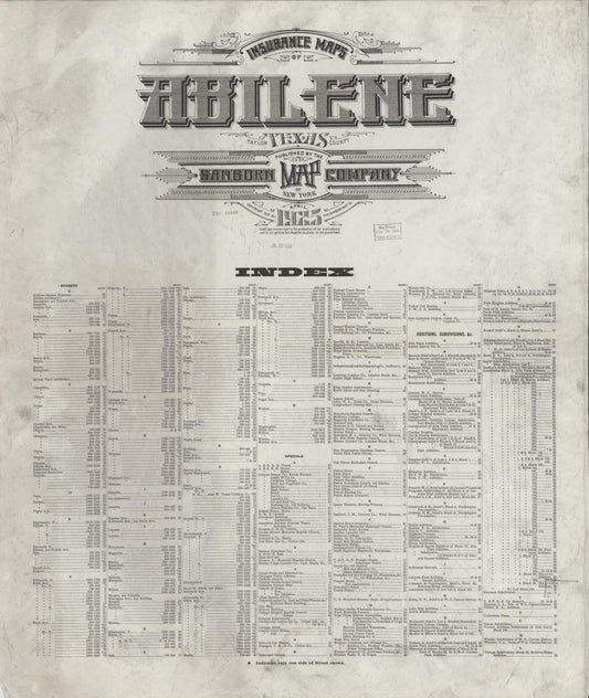 Sanborn Fire Insurance Map from Abilene, Taylor County, Texas. (1925) – Historic Sanborn Fire Insurance Map Print