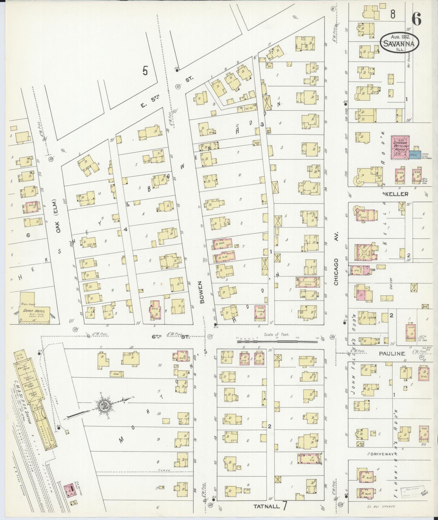 Sanborn Fire Insurance Map from Savanna, Carroll County, Illinois (1912), Sheet #0006 - Complete Map Set gallery image, historic Sanborn map, vintage wall art, Illinois Illinois