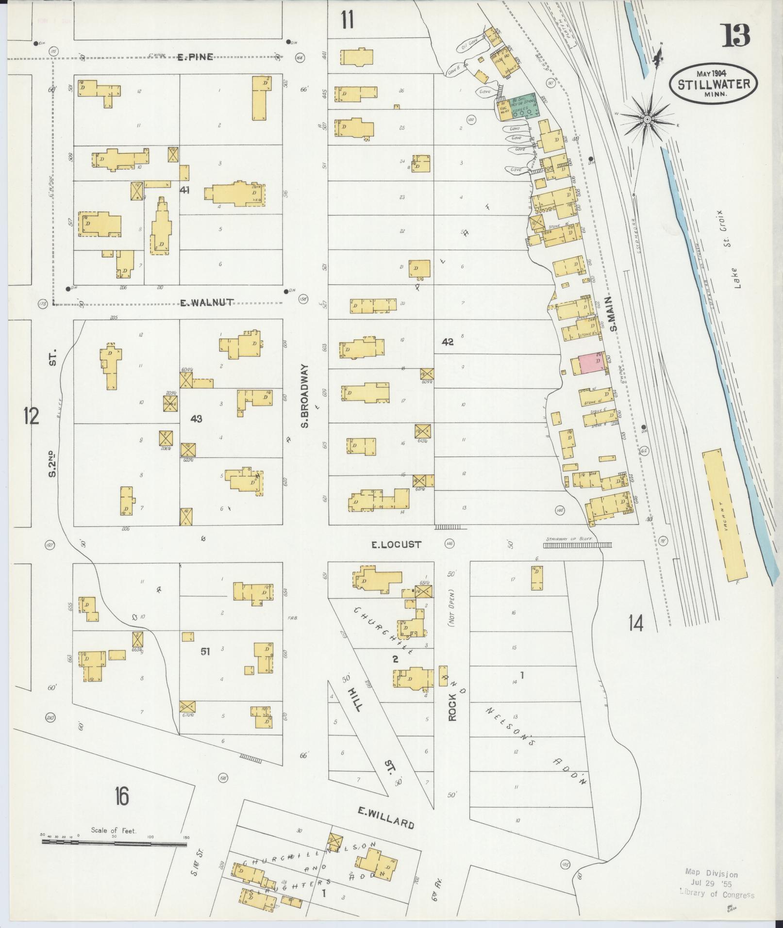 Sanborn Fire Insurance Map from Stillwater, Washington County, Minnesota (1904), Sheet #0013 - Complete Map Set gallery image, historic Sanborn map, vintage wall art, Minnesota Minnesota