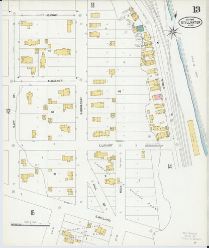 Sanborn Fire Insurance Map from Stillwater, Washington County, Minnesota (1904), Sheet #0013 - Complete Map Set gallery image, historic Sanborn map, vintage wall art, Minnesota Minnesota