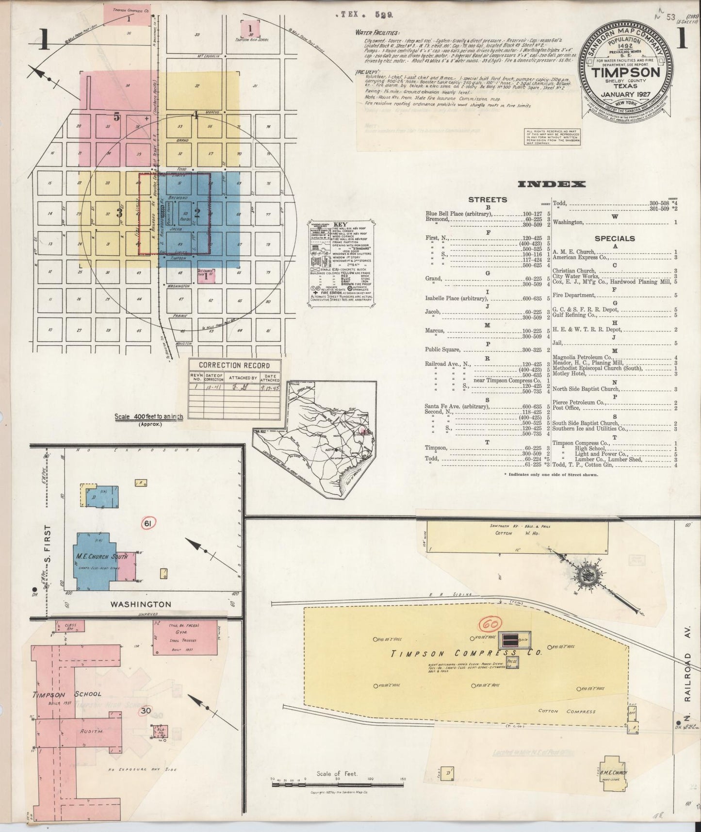 Sanborn Fire Insurance Map from Timpson, Shelby County, Texas. (1941) – Historic Sanborn Fire Insurance Map Print