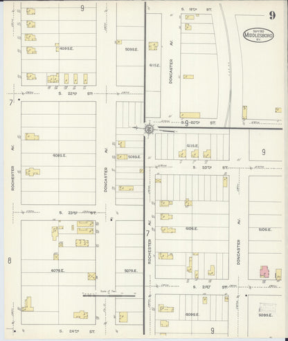 Sanborn Fire Insurance Map from Middlesboro, Bell County, Kentucky (1913), Sheet #0009 - Complete Map Set gallery image, historic Sanborn map, vintage wall art, Kentucky Kentucky