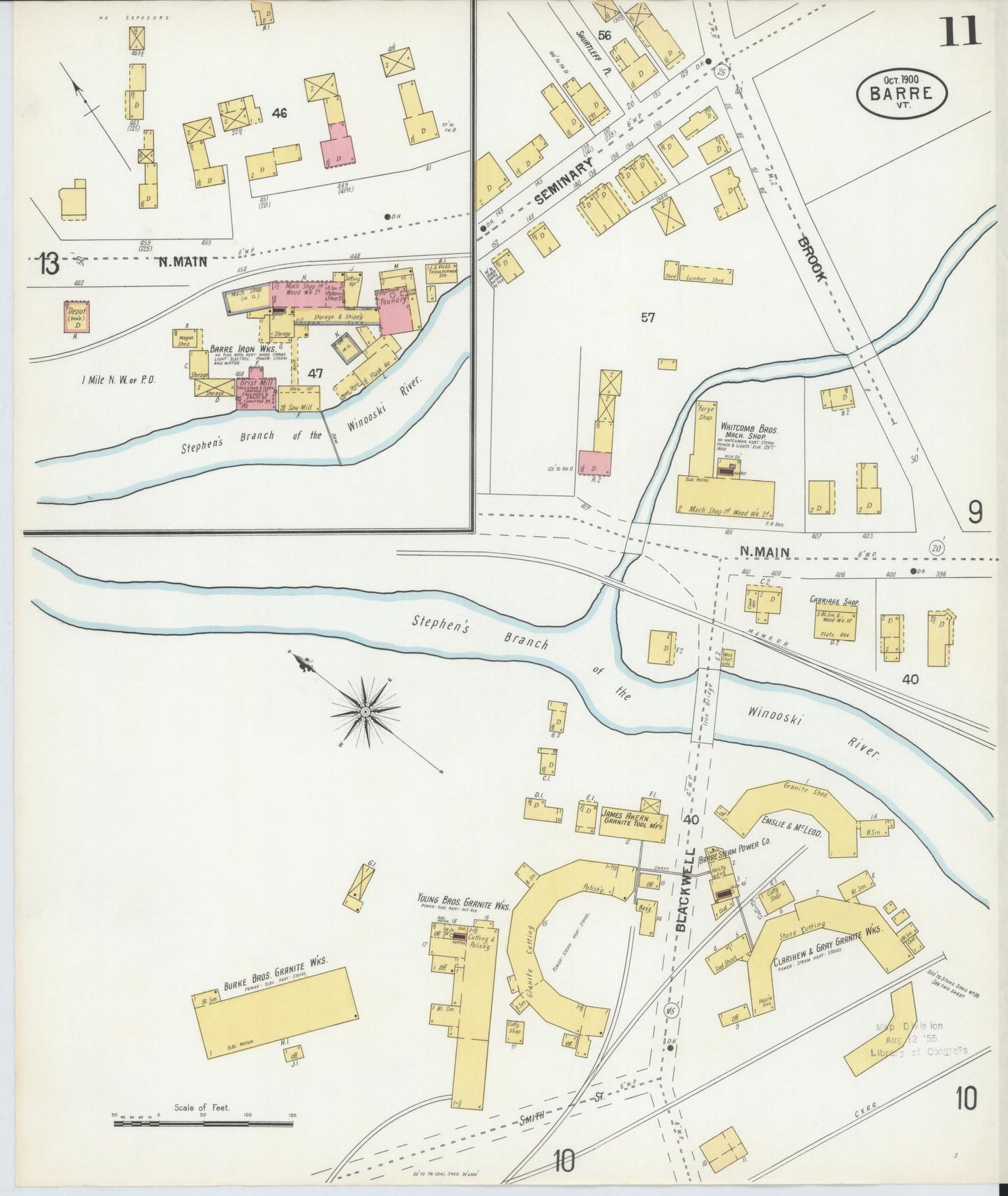 Sanborn Fire Insurance Map from Barre, Washington County, Vermont (1900), Sheet #0011 - Complete Map Set gallery image, historic Sanborn map, vintage wall art, Vermont Vermont