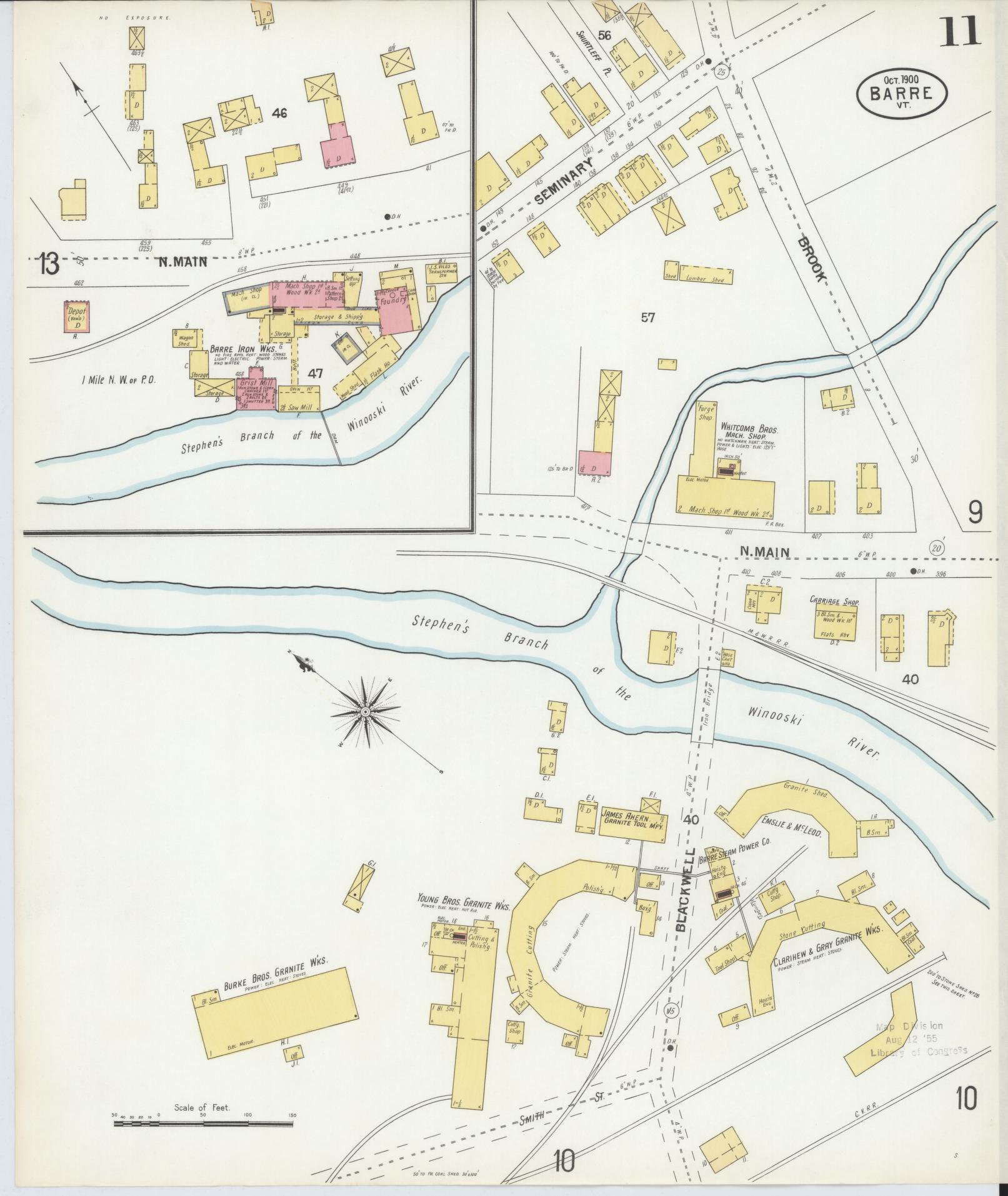 Sanborn Fire Insurance Map from Barre, Washington County, Vermont (1900), Sheet #0011 - Complete Map Set gallery image, historic Sanborn map, vintage wall art, Vermont Vermont