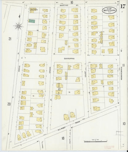 Sanborn Fire Insurance Map from White Plains, Westchester County, New York (1905), Sheet #0017 - Complete Map Set gallery image, historic Sanborn map, vintage wall art, New York New York