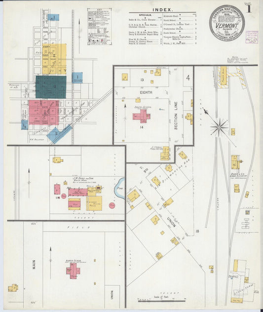 Sanborn Fire Insurance Map from Vermont, Fulton County, Illinois (1906), Sheet #0001 - Complete Map Set gallery image, historic Sanborn map, vintage wall art, Vermont Vermont