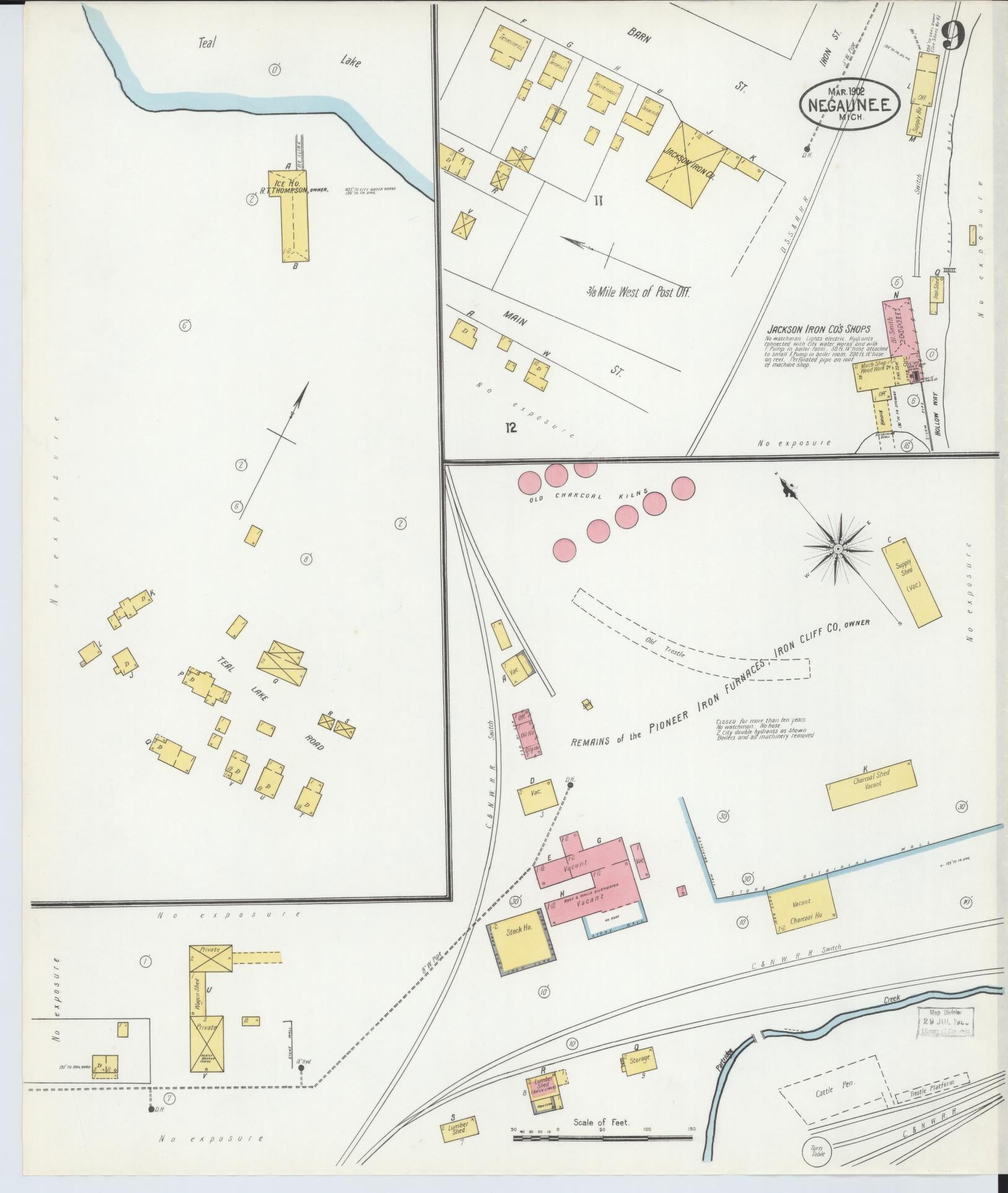 Sanborn Fire Insurance Map from Negaunee, Marquette County, Michigan (1902), Sheet #0009 - Complete Map Set gallery image, historic Sanborn map, vintage wall art, Michigan Michigan