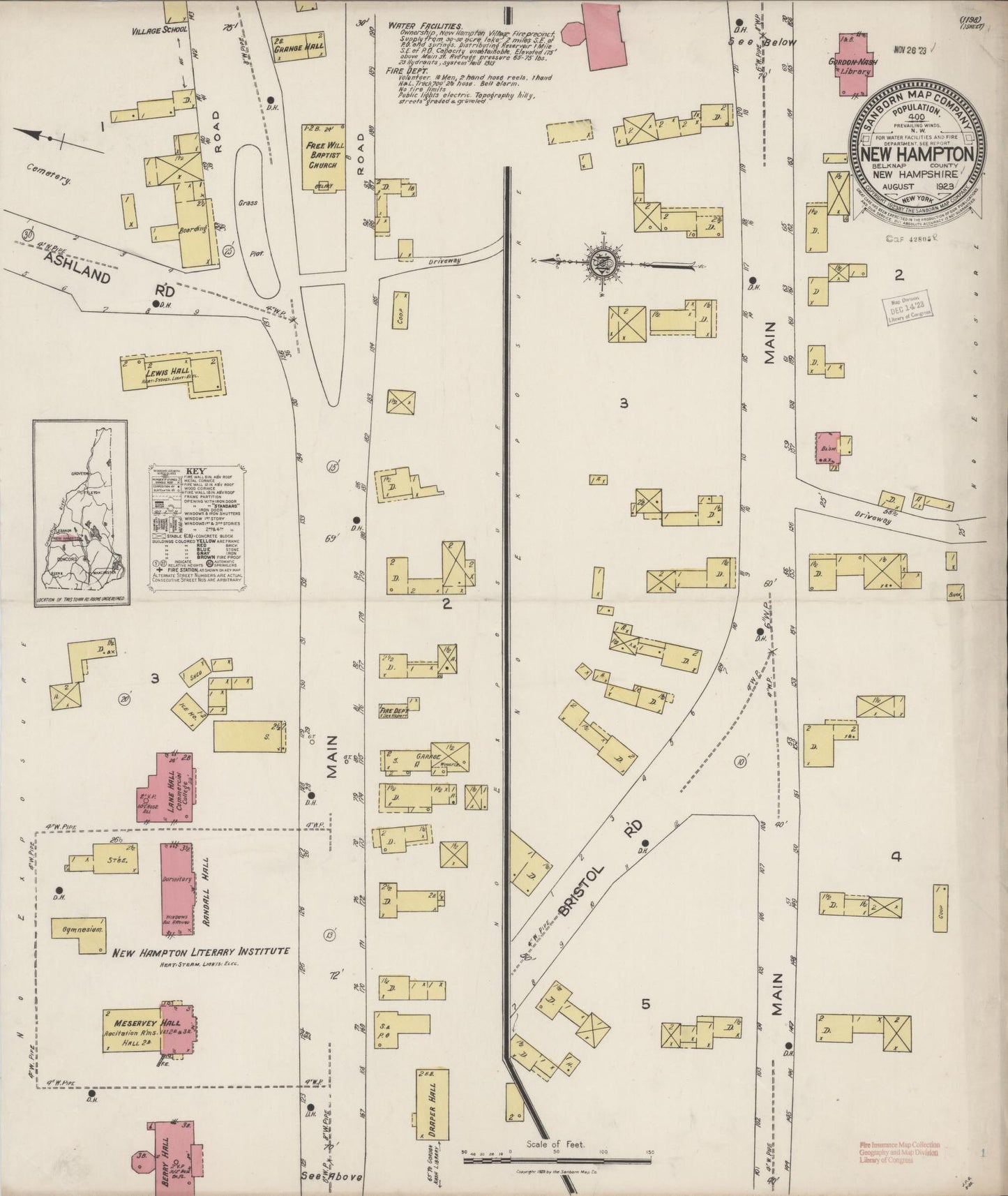 Sanborn Fire Insurance Map from New Hampton, Belknap County, New Hampshire. (1923) – Historic Sanborn Fire Insurance Map Print